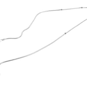 Könnte beinhalten: Eine silberfarbene Halskette mit einem Handschellen-Anhänger. Die Halskette hat ein dünnes, schlangenartiges Design. Der Handschellen-Anhänger ist eine detaillierte Miniatur-Replik einer echten Handschelle.