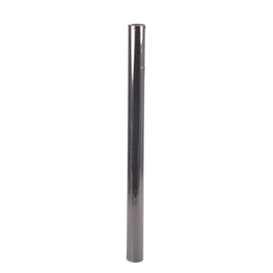 May include: A tall, cylindrical, metallic-looking object with a reflective surface. The object is a dark, gunmetal gray color and appears to be made of a solid material. It stands vertically against a white background.