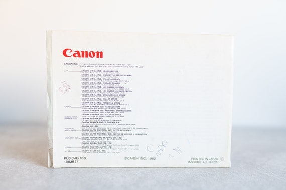 キヤノン　簡単一眼レフ　T50　使用説明書　1982年 キヤノン簡単一眼レフT50使用説明書1982年