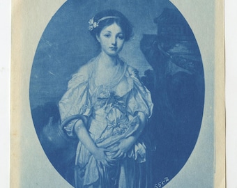 Belle dame vintage 4 x 5 cyanotype photo et art
