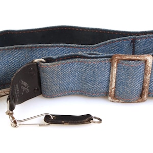 Rustic Denim Wide Camera Strap With Leather Ends