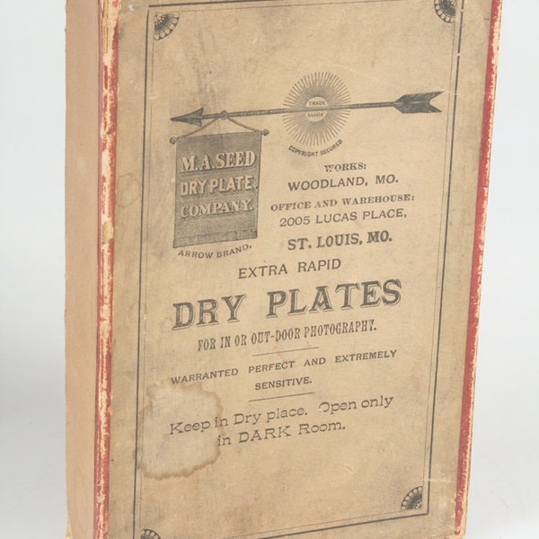 Photographic Dry Plate Box 5x8 M.A. Seeds, Empty Box