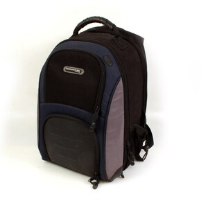 May include: Black and blue backpack with a grey accent. The backpack has a large main compartment and a smaller front pocket. The brand name "Remarkable" is visible on the front pocket.