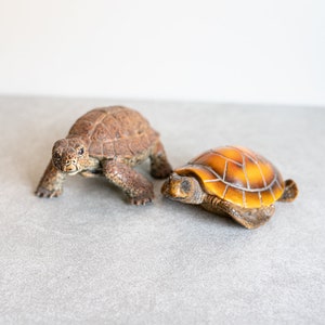 Turtles Land and Sea - Set of 2 - Wooden Sea Turtle and Plastic Tortoise