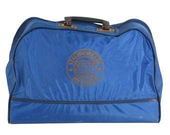 Vintage Steelworkers Metallos Blue Nylon Duffel Bag