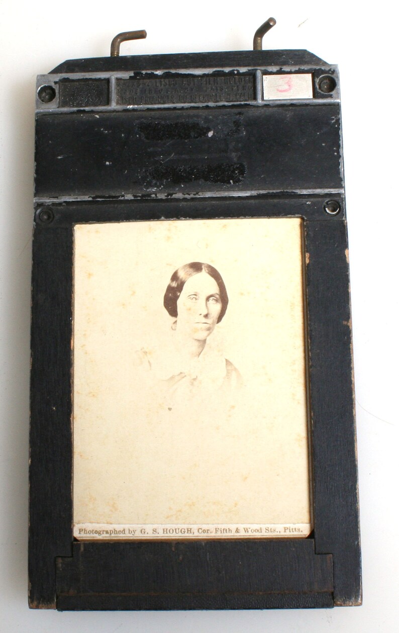 Vintage Film Holder with Vintage CDVsPicture FrameReuse Frame1860s PhotoWoman Head Shots