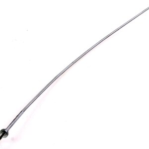 May include: A long, thin, silver-colored tool with a small, round, silver-colored tip at one end and a small, round, silver-colored knob at the other end.