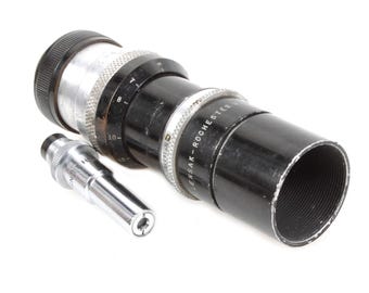 Wollensak Cine-Telephoto 4 Inch 101mm F/4 C Mount Lens w/ Finder Hood