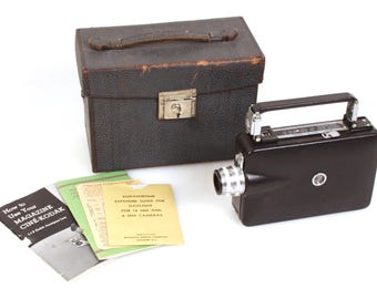 Magazine Cine-Kodak Art Deco 16mm Movie Camera w/ Case & Literature