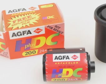 Vintage 35 mm Agfa Agfacolor HDCplus C41 Negativfilm ISO 200 – Verfallsdatum 2002, originalverpackt