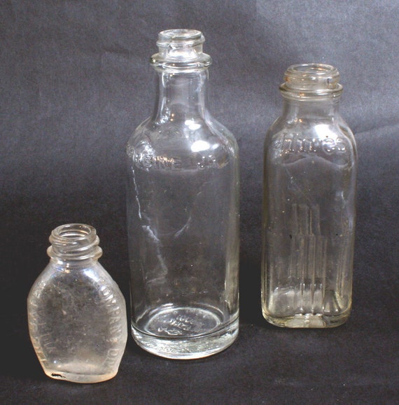 Vintage Medicine Bottles Set Of 3 Glass Bottle Clear Bottle Etsy