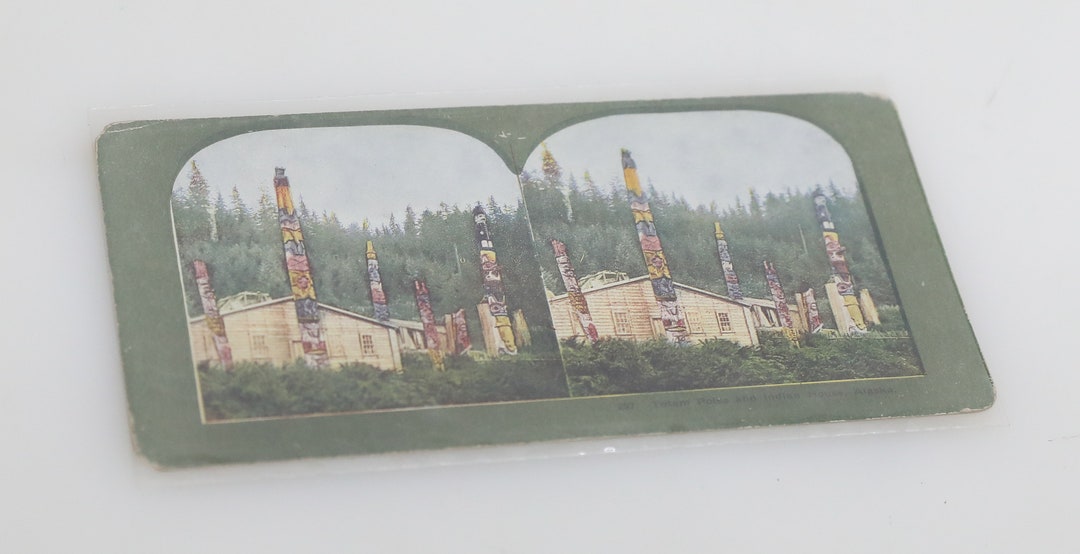 Totem Poles and Indian House, Alaska Stereoview - Etsy