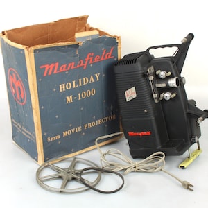 Mansfield Holiday 8mm M-1000 Art Deco Movie Projector w Reel for Display or Prop