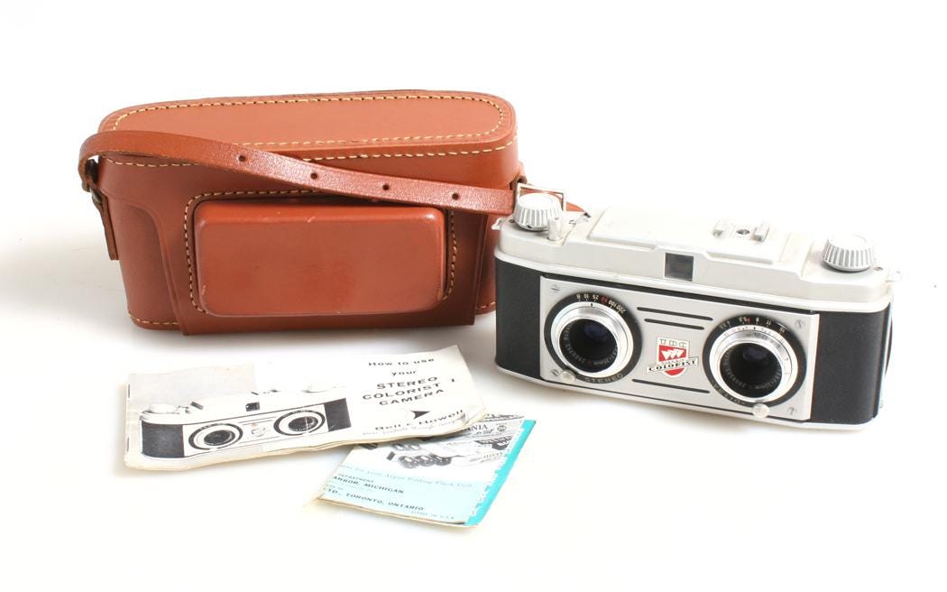 Stereo Camera With Leather Case and Manual - Etsy Israel