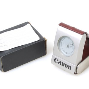 Canon Camera Travel Alarm Clock Vintage 1970s Leather Case