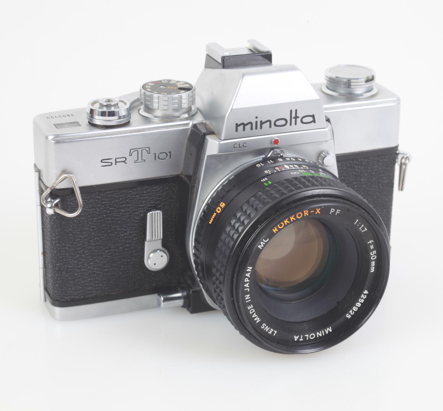 美品　ミノルタSRT101 テレロッコール135ミリF3.5付 Minolta SRT101 35mm Film Camera W/rokkor Lens Tested Works Read