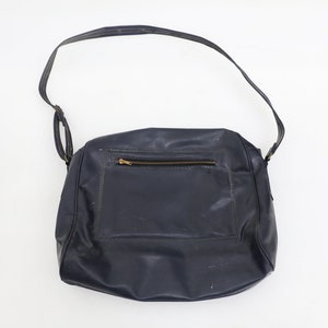 Vintage 1960s Navy Blue Vinyl Camera Bag