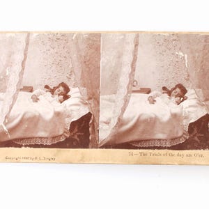 Stereoview Card, Little Girl with Baby Doll