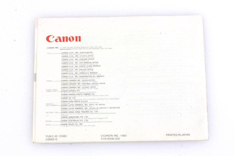 Canon T50 Instruction Manual Etsy