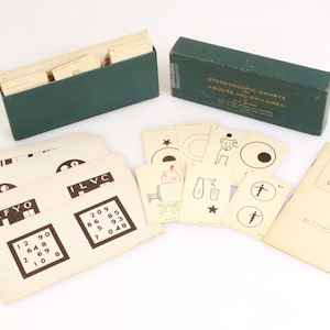 Vintage 1930s Stereoscopic Charts for Adults and Children by G.P. Guibor in Box