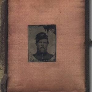 Mini Tintype of Civil War Soldier in Uniform - in Half Case