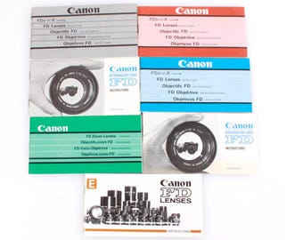 Canon FD Lenses Varied Instructional booklets, Lot of 7