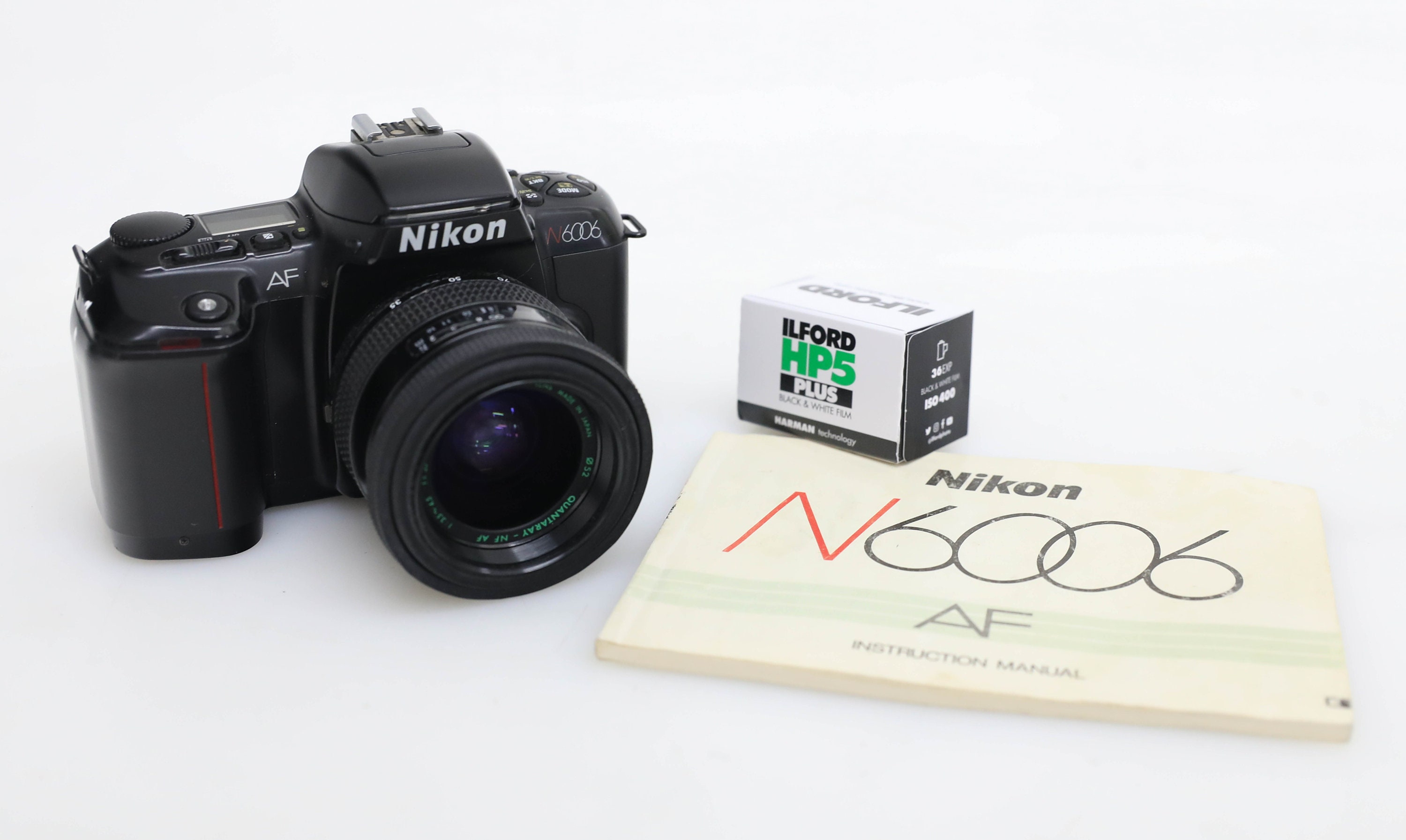 Vintage Nikon N6006 AF 35mm Film Camera With Manual and Ilford HP5