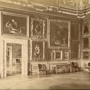 Hall Of Apollo Art Work. Mounted Albumen, Vintage.