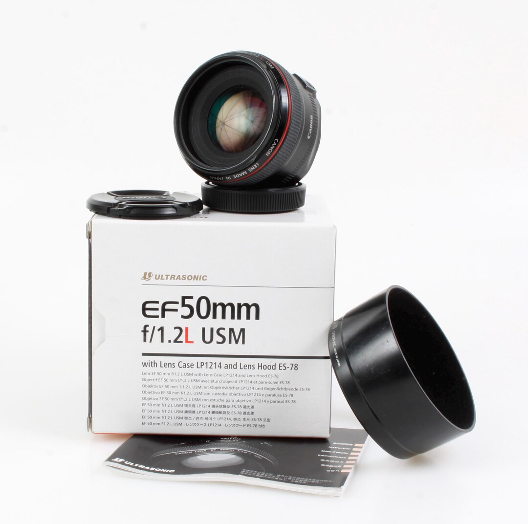 Canon EF 50mm F1.2L USM Lens With Hood and Manual in Original Box