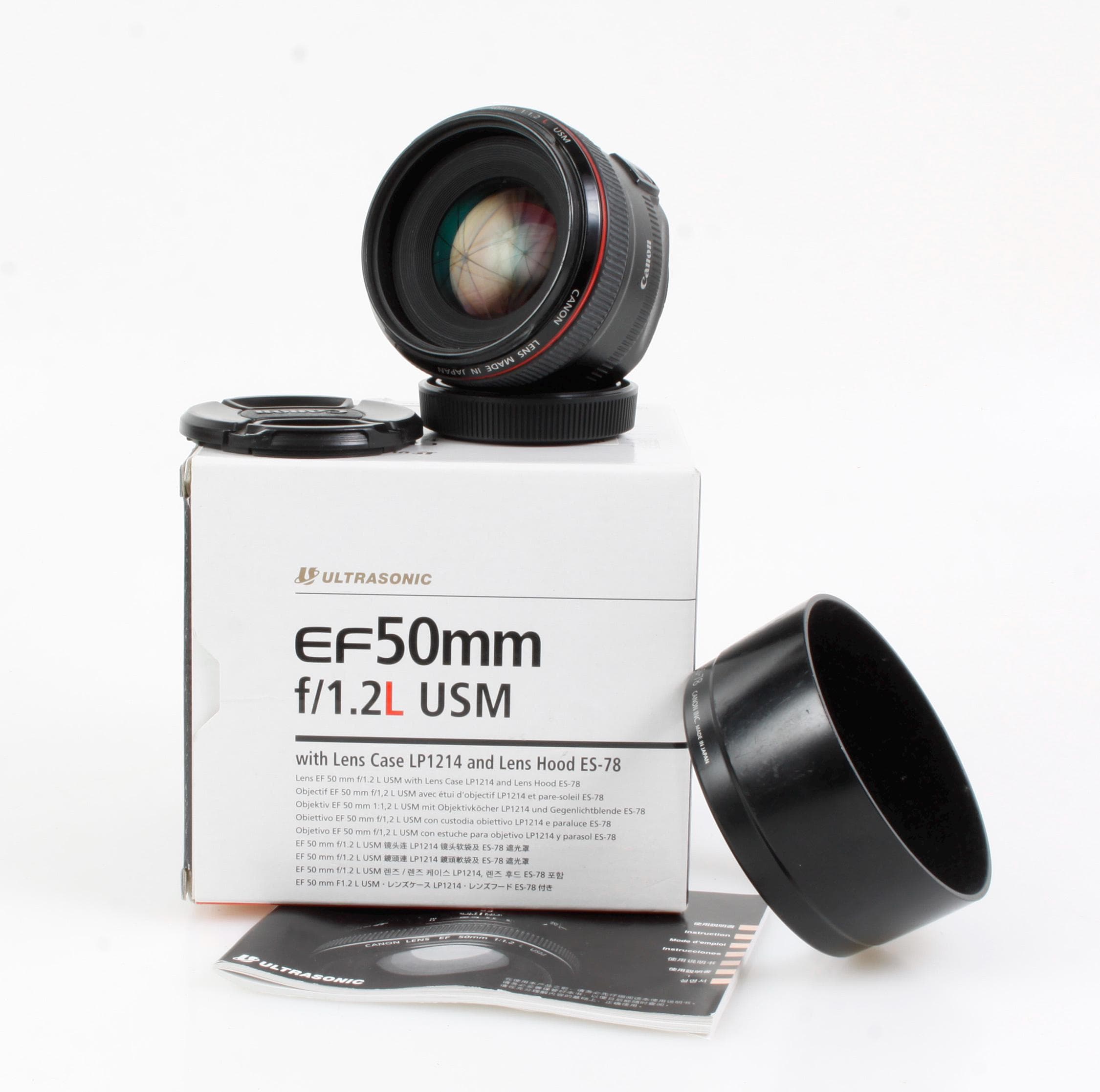 Canon EF 50mm F1.2L USM Lens With Hood and Manual in Original Box