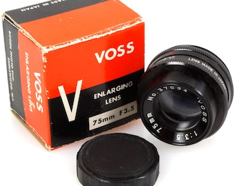 Lente de ampliación fotográfica vintage VOSS Darkroom f/3.5 75 mm