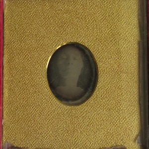 Post Mortem, Young Woman. 6th Plate Daguerreotype, Oval Mat Opening. Full Case.