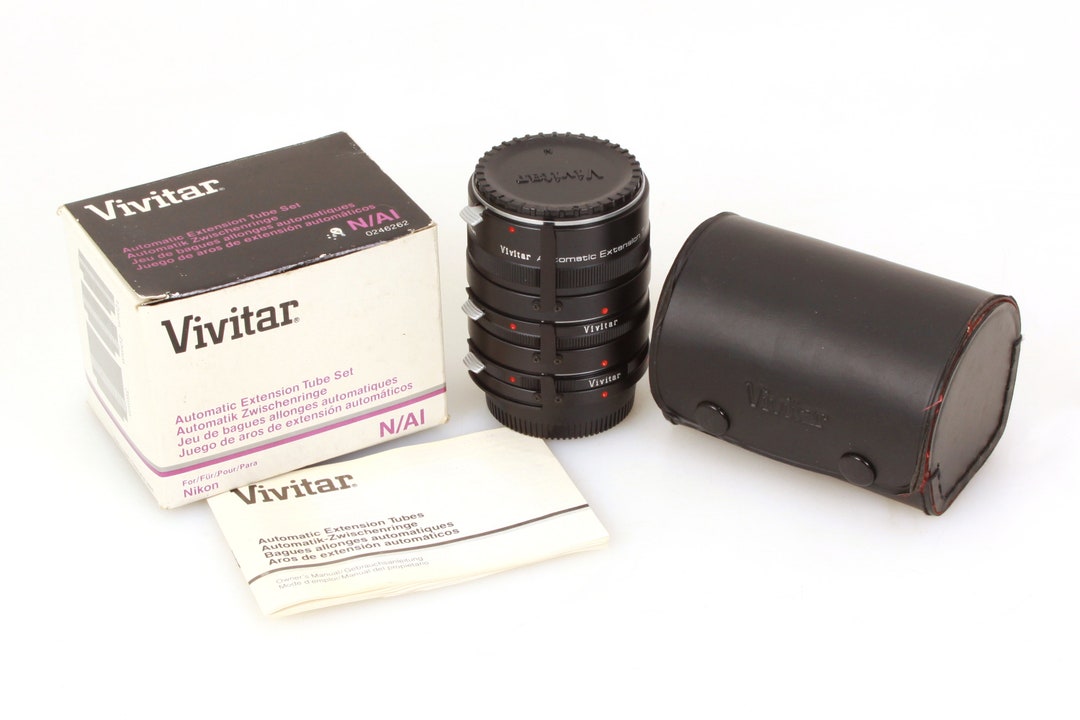 Vivitar AT-3 Automatic Extension Tube Set Case Nikon Non-ai in