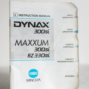 Minolta Dyna/Maxxum 300 si Camera Instruction Manual