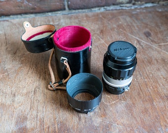 Nikon Nikkor QC Auto 135mm f3.5 Non AI Prime Lens w/ Caps, Hood, Case