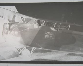 Vintage Pilot in Uniform in Plane Cockpit 4x5 Negative - Original Aviation Photo Collectible