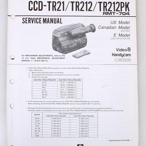 Manuale di servizio per Sony Video8 Handycam Ccd-tr21/tr212/tr212pk