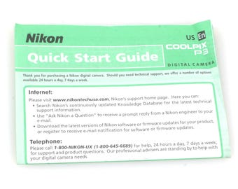 Nikon Coolpix P3 Quick Start Guide Canada