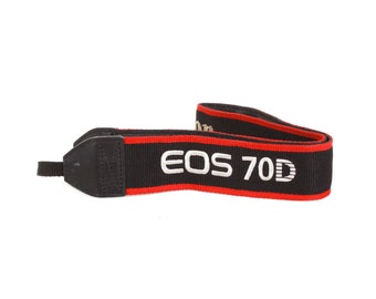 Original Canon EOS 70D Black & Red Canvas Strap