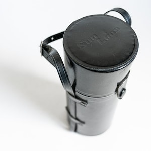 Vintage Black Leather Sun Lens Hard Lens Case