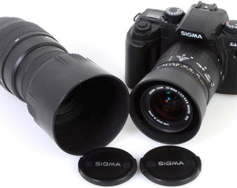 Sigma Film Camera W/ Wide/portrait & Telephoto Lenses, Hoods