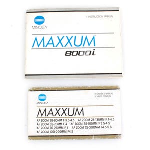 Minolta Maxxum 8000i Camera Manual + Lens Guide