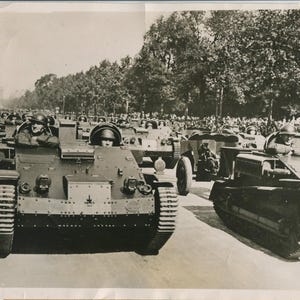 Vintage 8x10 Photo Print: French Tanks On Bastille Day, 1936 - Interwar Military