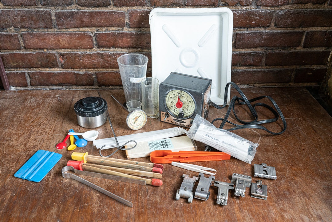 Darkroom Starter Kit Mixed Lot Timer, Tongs, 8x10 Tray, 35mm Neg