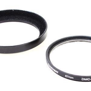 67mm Heavy Duty Black Metal Lens Hood with Black Velvet Lining and UV Filter Set