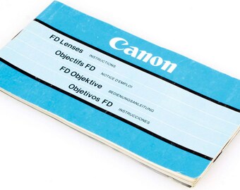 Canon FD Lens Instruction for Film Lenses