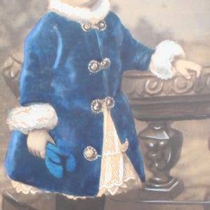 Young Child In Blue Coat And Hat. Museum Quality Hand Colored Albumen By Wright