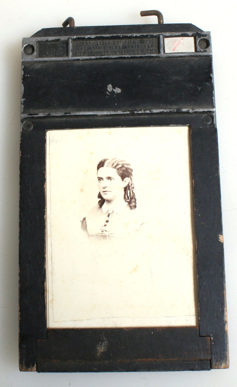 Vintage Film Holder with Vintage CDVsPicture FrameReuse Frame1860s PhotoWoman Head Shots