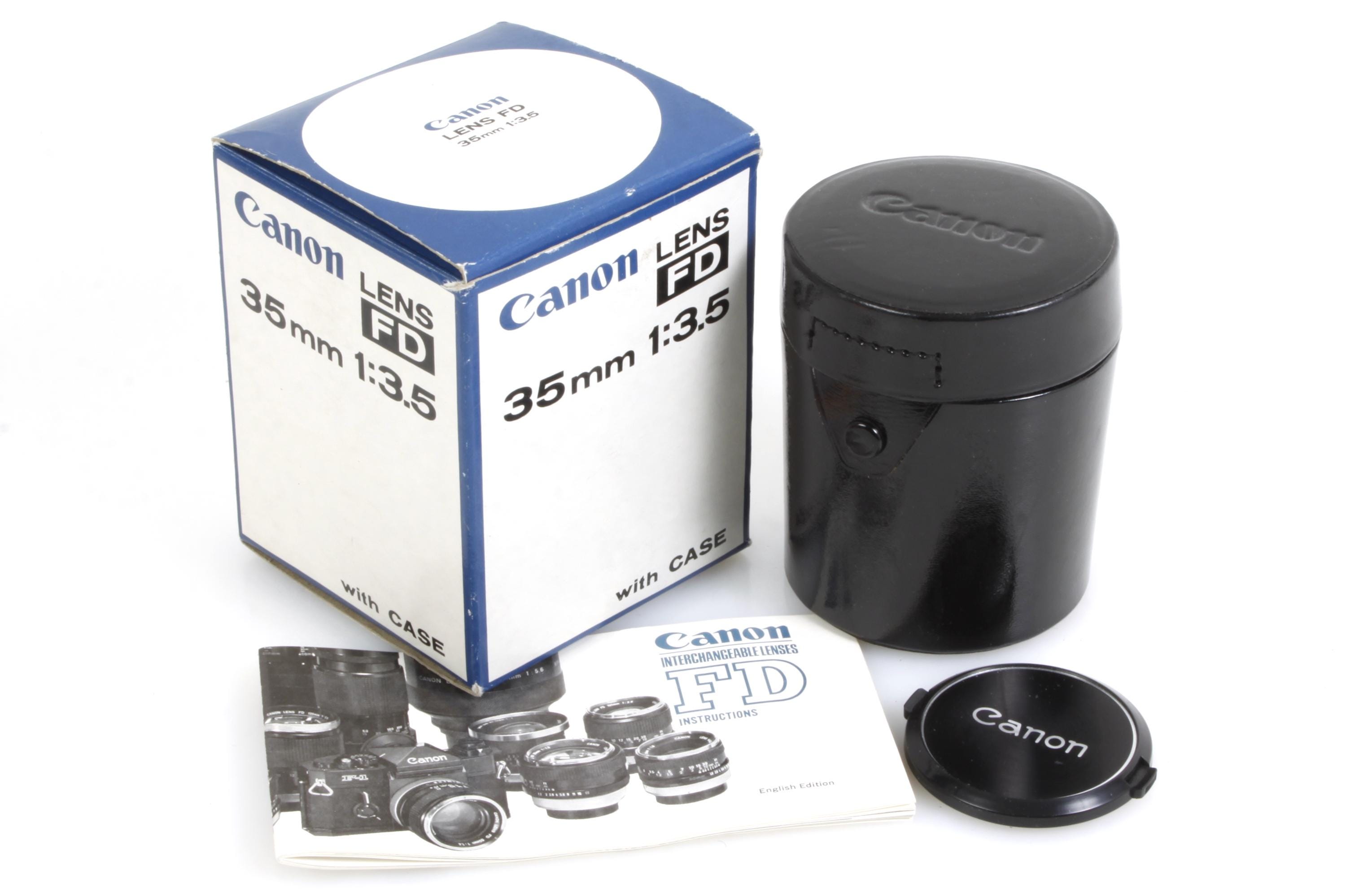 Canon FD 35mm レンズ ケース付き Canon 35 mm 3.5 FDレンズボックス/ハードケース/レンズキャップ