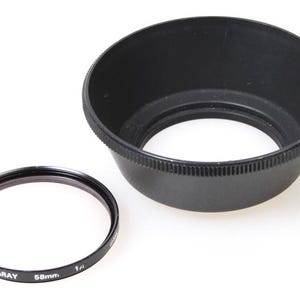 58mm Hard Black Plastic Sun/Lens Hood with UV Filter